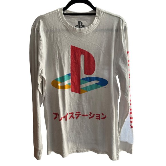 Sony PlayStation size S 100% cotton white long sleeve t-shirt FLAW - Picture 1 of 5